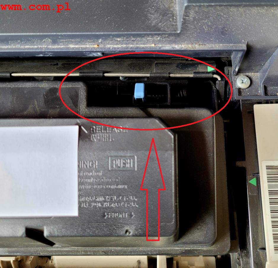 dźwignia
do odblokowania tonera w drukarce Kyocera FS-4020DN