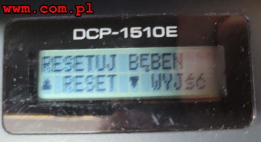 komunikat „resetuj bęben”

