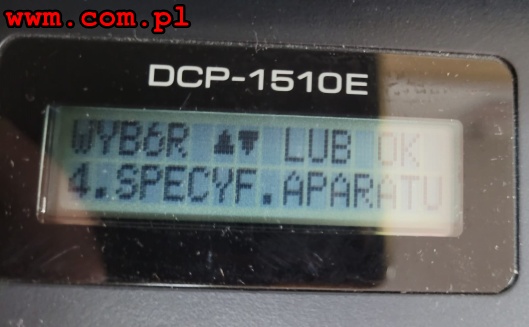 komunikat „Specyfikacja aparatu”
